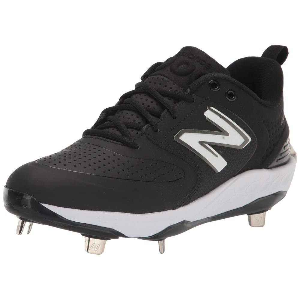 New Balance Men's Fresh Foam X 3000 V6 Metal Baseball Shoe, Black/White